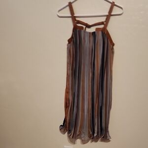 Love Culture Striped Mini Dress in Brown and Gray